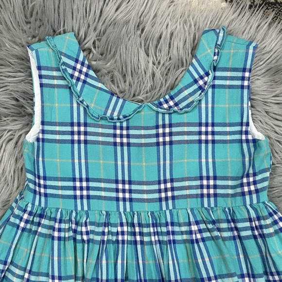 Sweet Honey Girls Double Layer Teal Blue Plaid Collared Flowy Top‎ Size 8Y - Picture 3 of 5